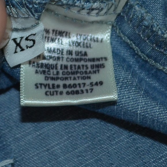 Sz XS Anthropologie Bella Dahl Frayed Blue Denim Dress - Picture 12 of 13